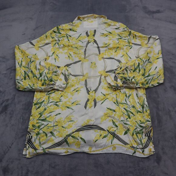 CQY Shirt Womens XL Multicolor Long Sleeve Collared Tropical Button Up - Picture 7 of 16